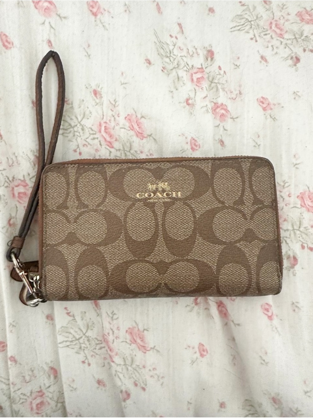 Coach Brown Signature Canvas Wristlet